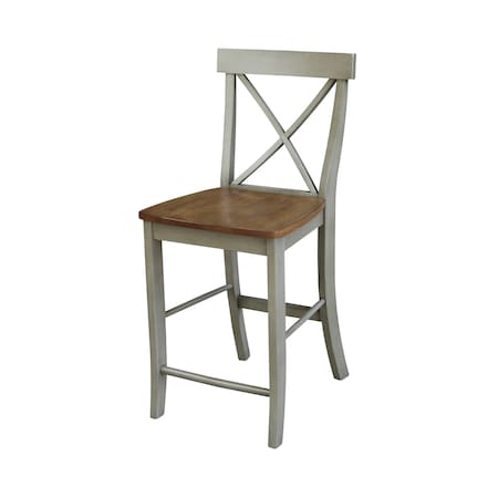 International Concepts X-back CounterHeight Stool, 24" Seat Height, Hickory/Stone S41-6132